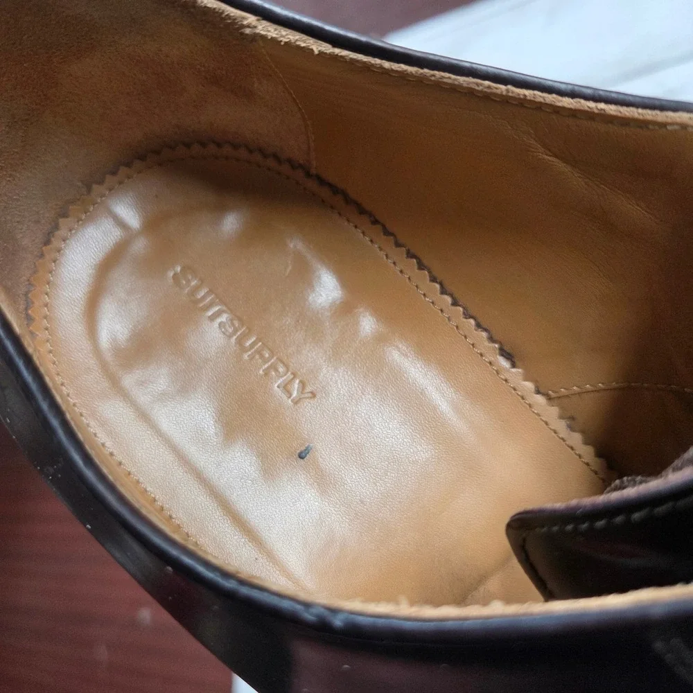 Suitsupply Derby Shoes Mens 13 Dark Brown‎ Apron Toe Leather Made in Italy FW100